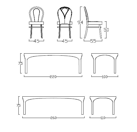 Итальянская мебель для столовой Коллекция  ZIP ARC_Размеры