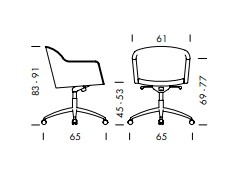 Итальянское офисное кресло Polflex Mirage_размеры