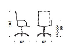 Итальянское офисное кресло Polflex Mitico_размеры